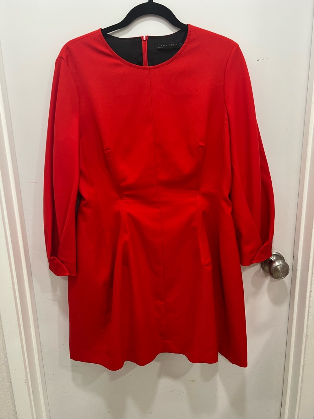 Zara Red Long-Sleeve A-Line Dress